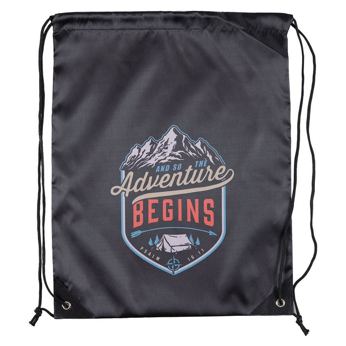 And So The Adventure Begins Drawstring Backpack