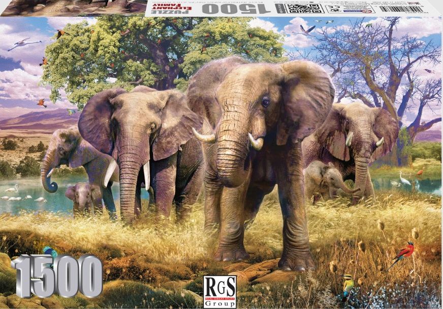 Elephant Family 1500 Piece Jigsaw Puzzle